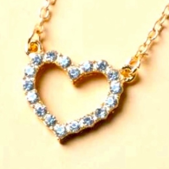 Cubic Zirconia Gold Heart Necklace - Picture 1 of 8